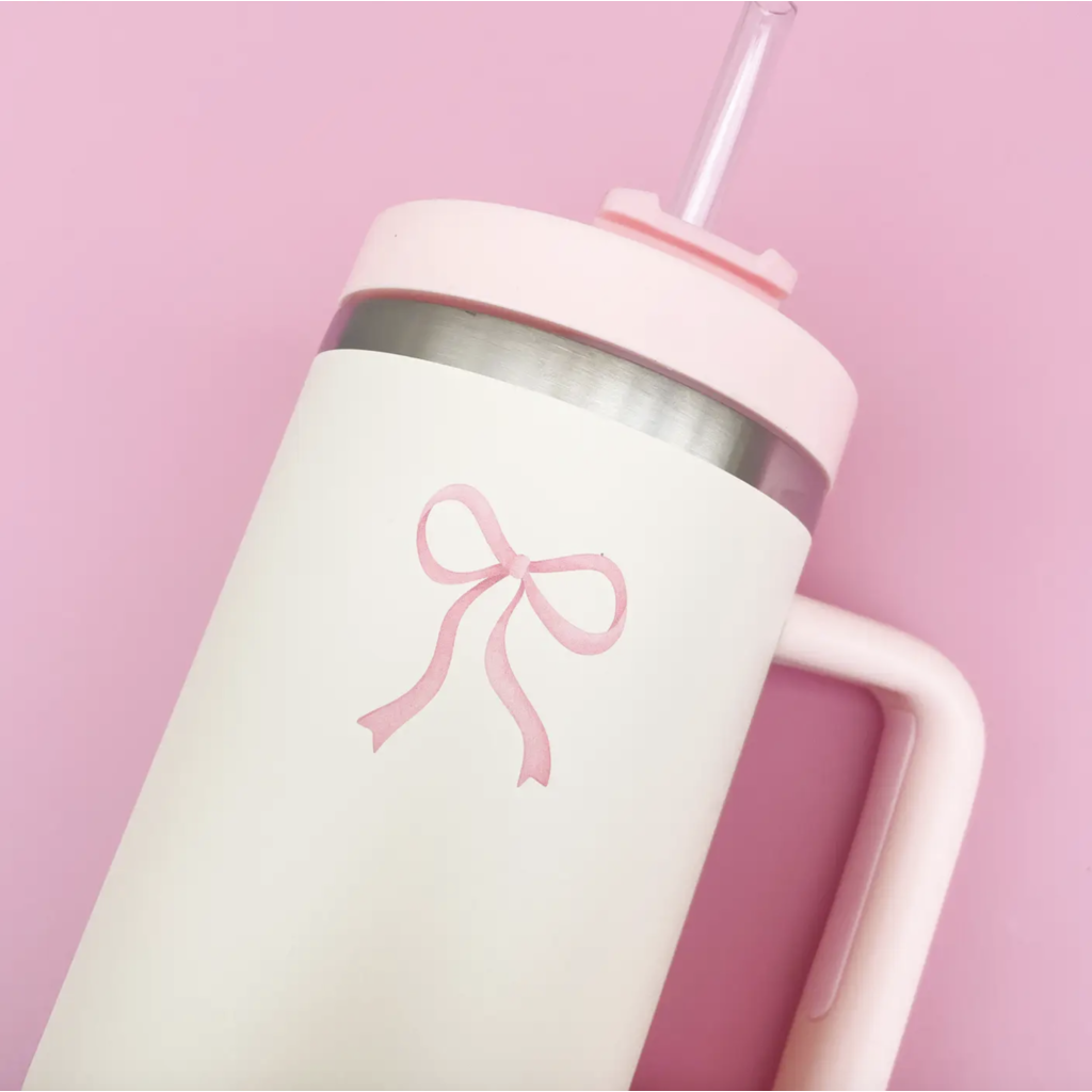 Cream & Pink 40oz Bow Tumbler