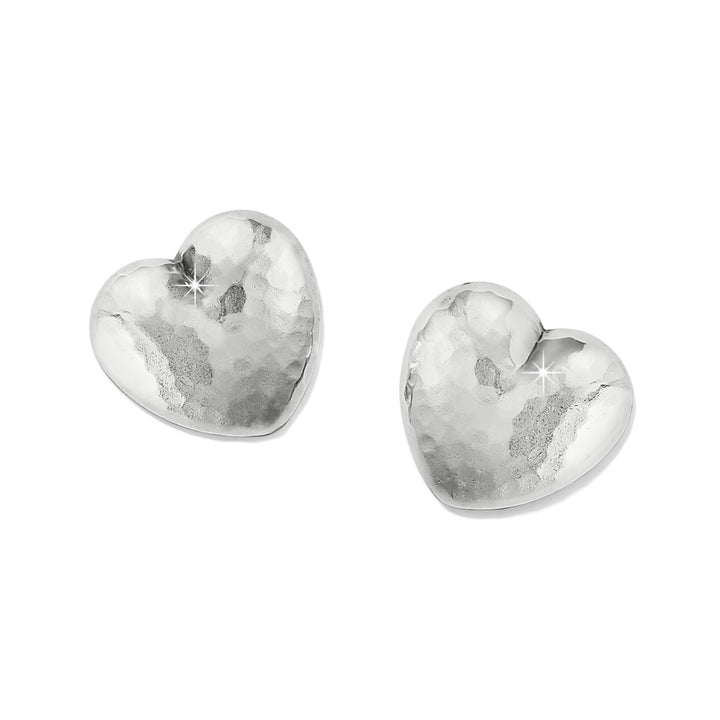 Trianon Heart Small Post Earrings, Silver