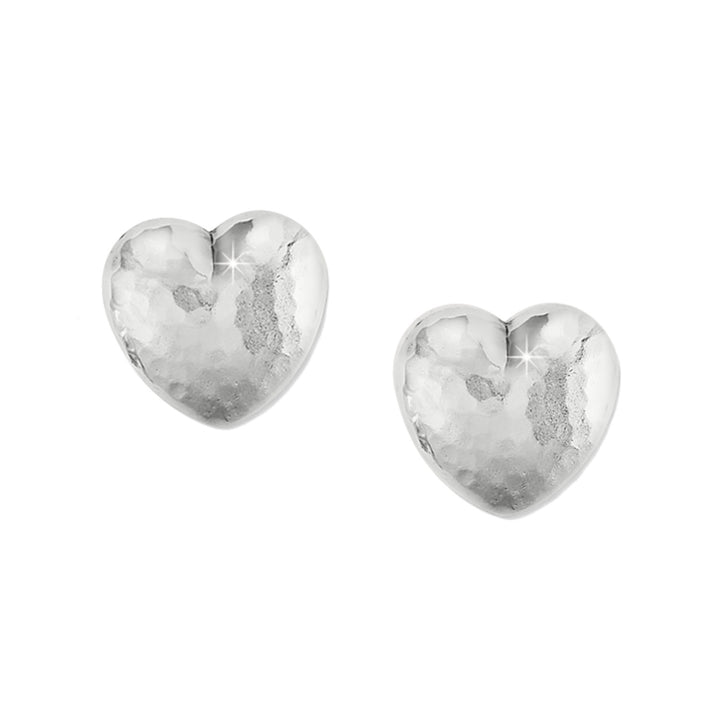 Trianon Heart Small Post Earrings, Silver