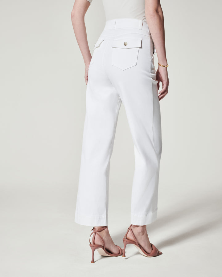 Stretch Twill Cropped Wide Leg Pant, Bright White