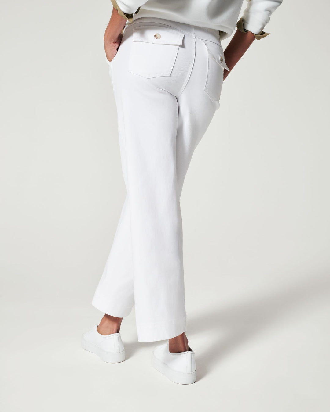 Stretch Twill Cropped Wide Leg Pant, Bright White