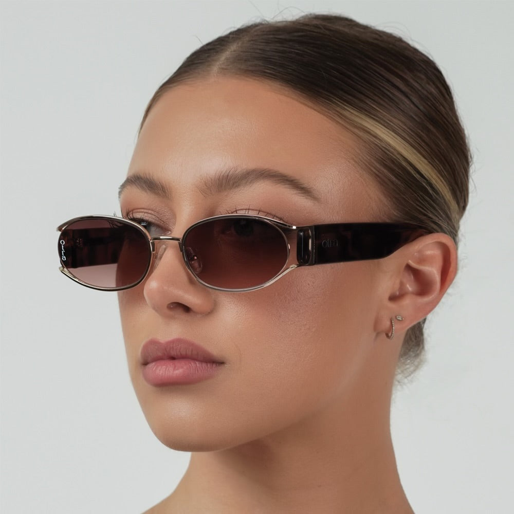 Polly Sunglasses, Gold Tort/Brown to Pink Fade