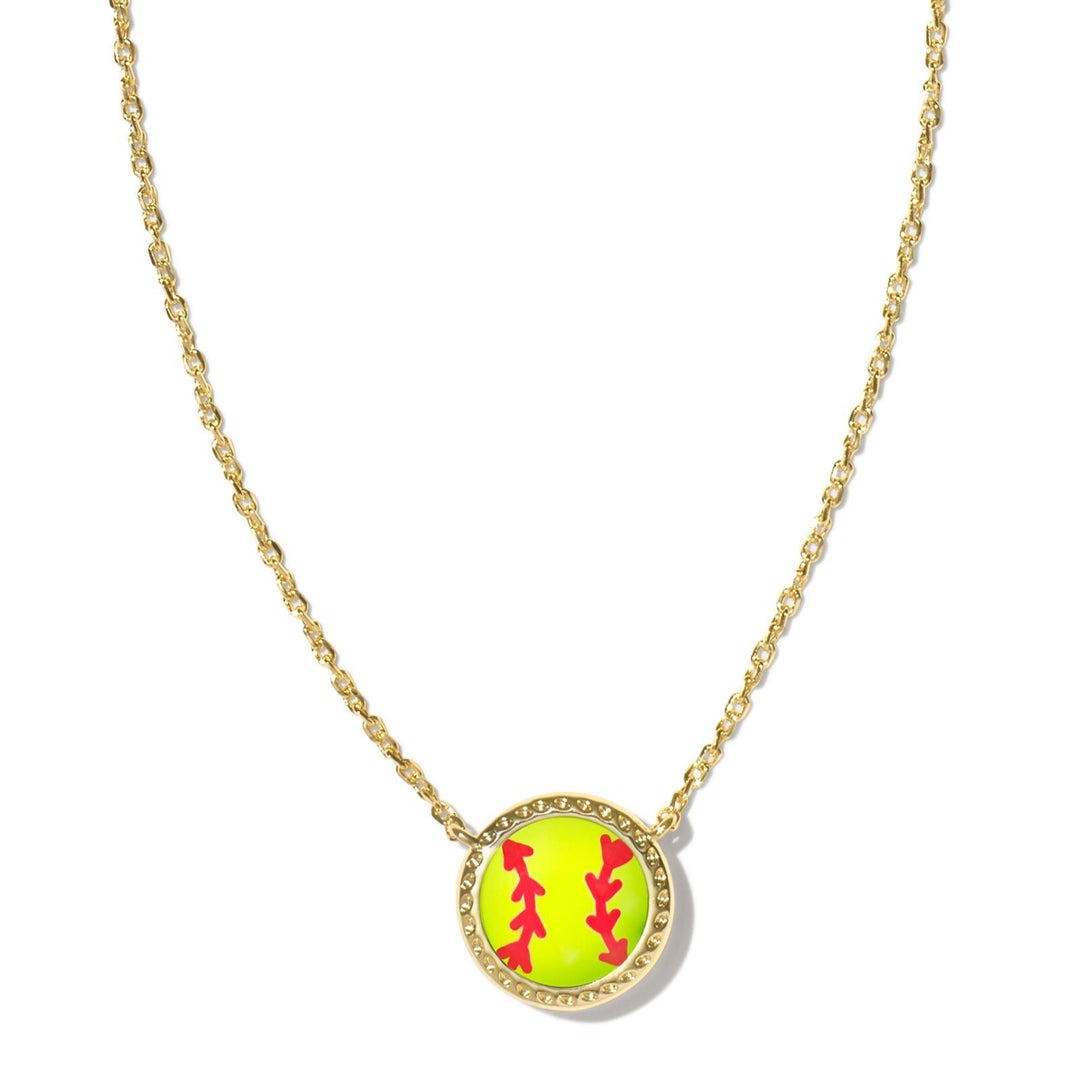 Softball Gold Short Pendant Necklace