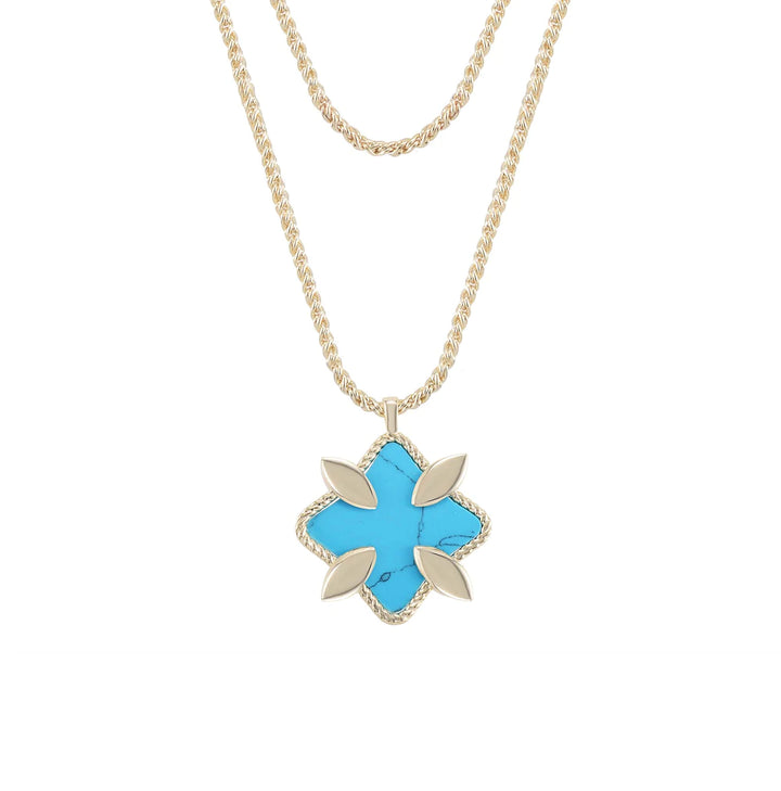 Grace Stone Pendant Necklace, Gold/Turquoise