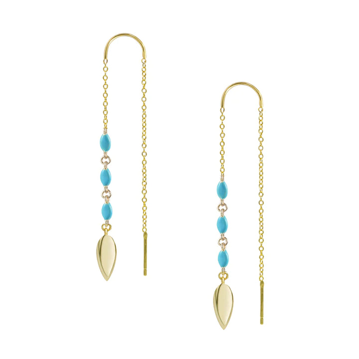 Free Spirit Ear Threaders, Gold/Turquoise