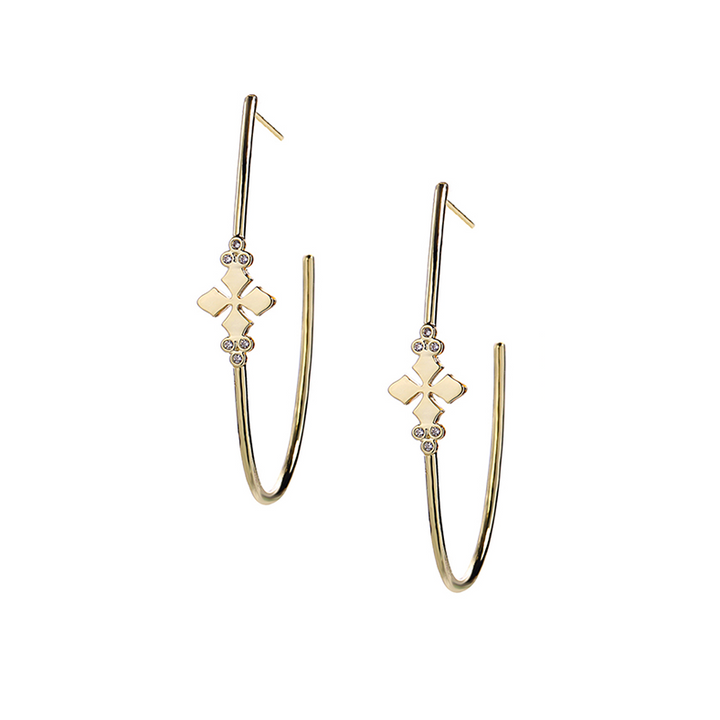 Believer Cross Hoop Earrings in Gold