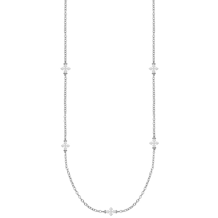 Believer Long Cross Necklace in Silver