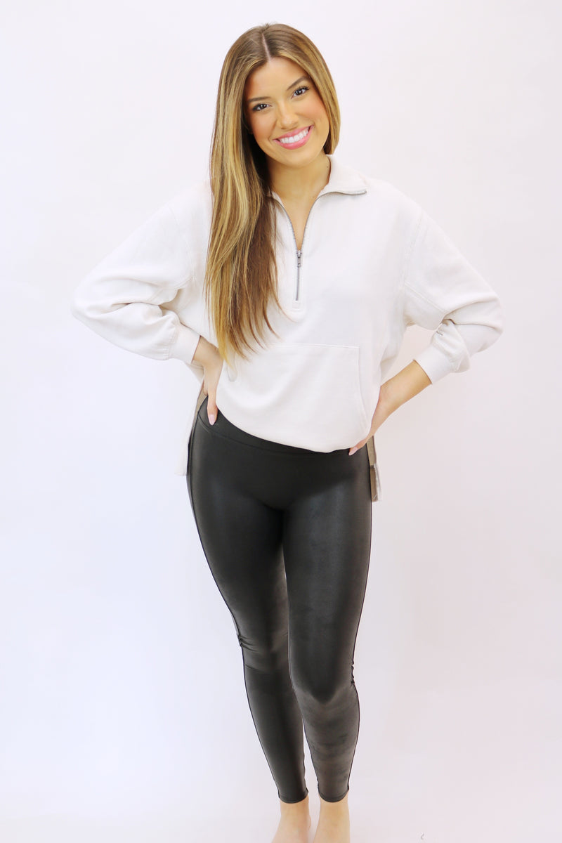 Buy Black Faux Leather Liquid Leggings at Social Butterfly