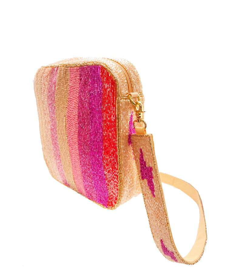 Striped Beaded Bag With Lightning Bolt Strap – Sabi Boutique