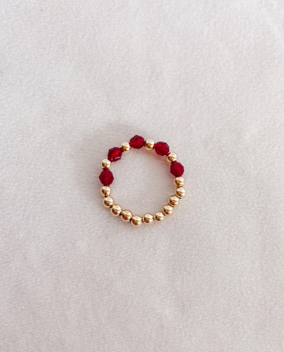 Maroon Swarovski Beaded Ring