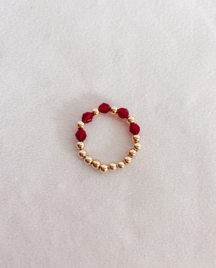 Maroon Swarovski Beaded Ring