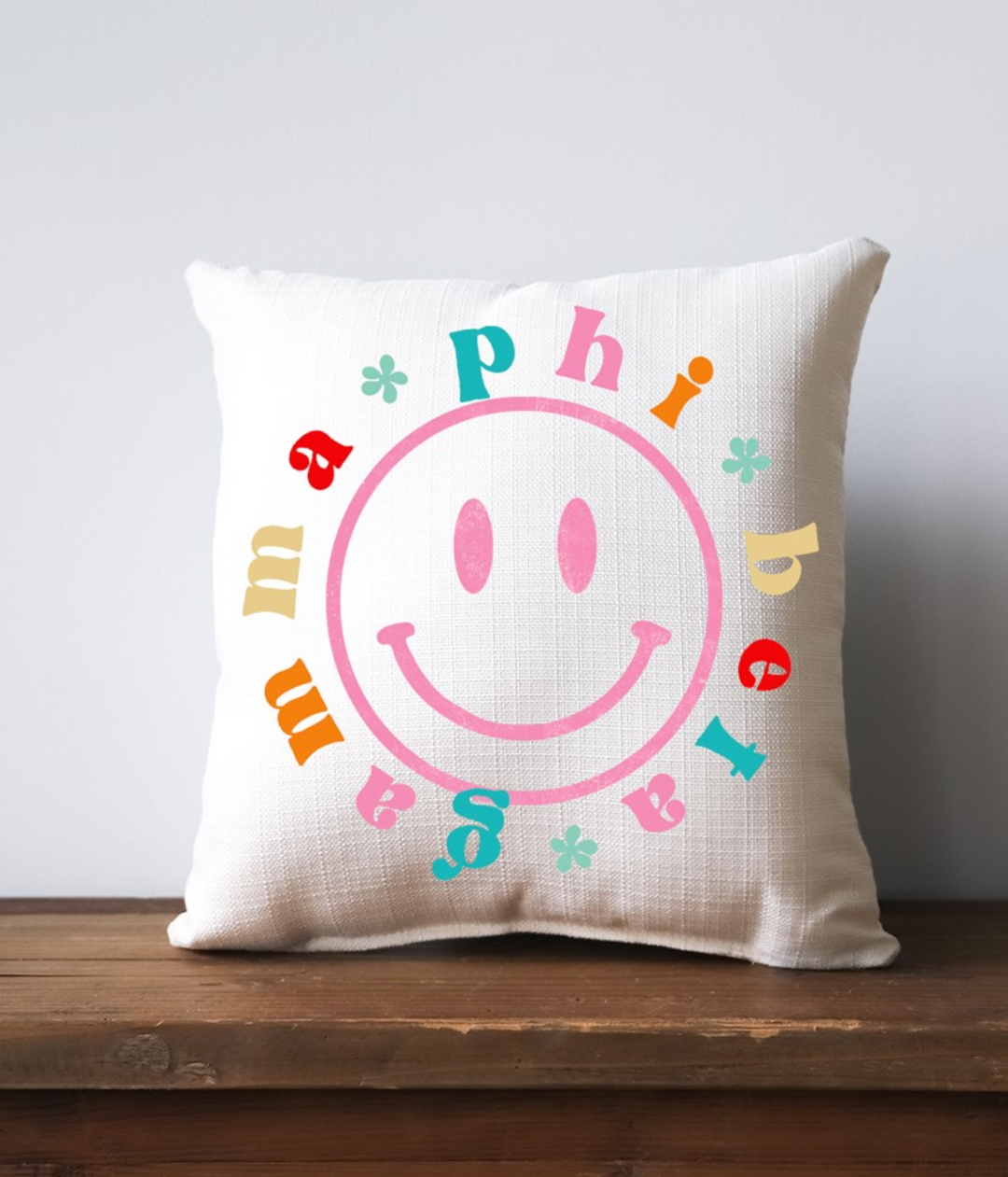 Greek Smiley Face Pillow