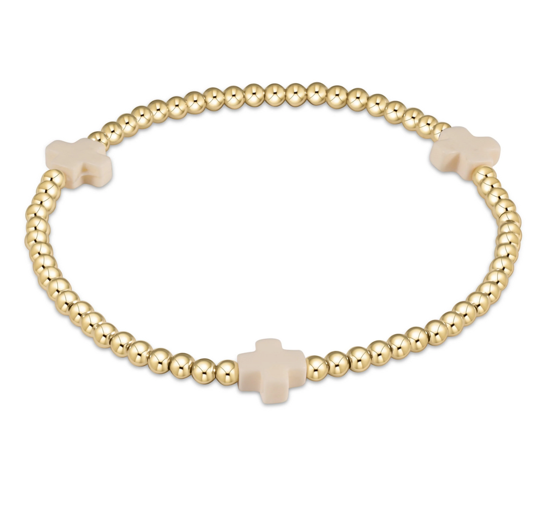 Signature Cross Pattern 3mm Bracelet, Off White