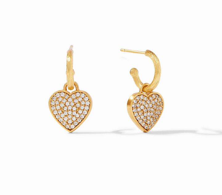 Heart Pave Hoop & Charm Earring