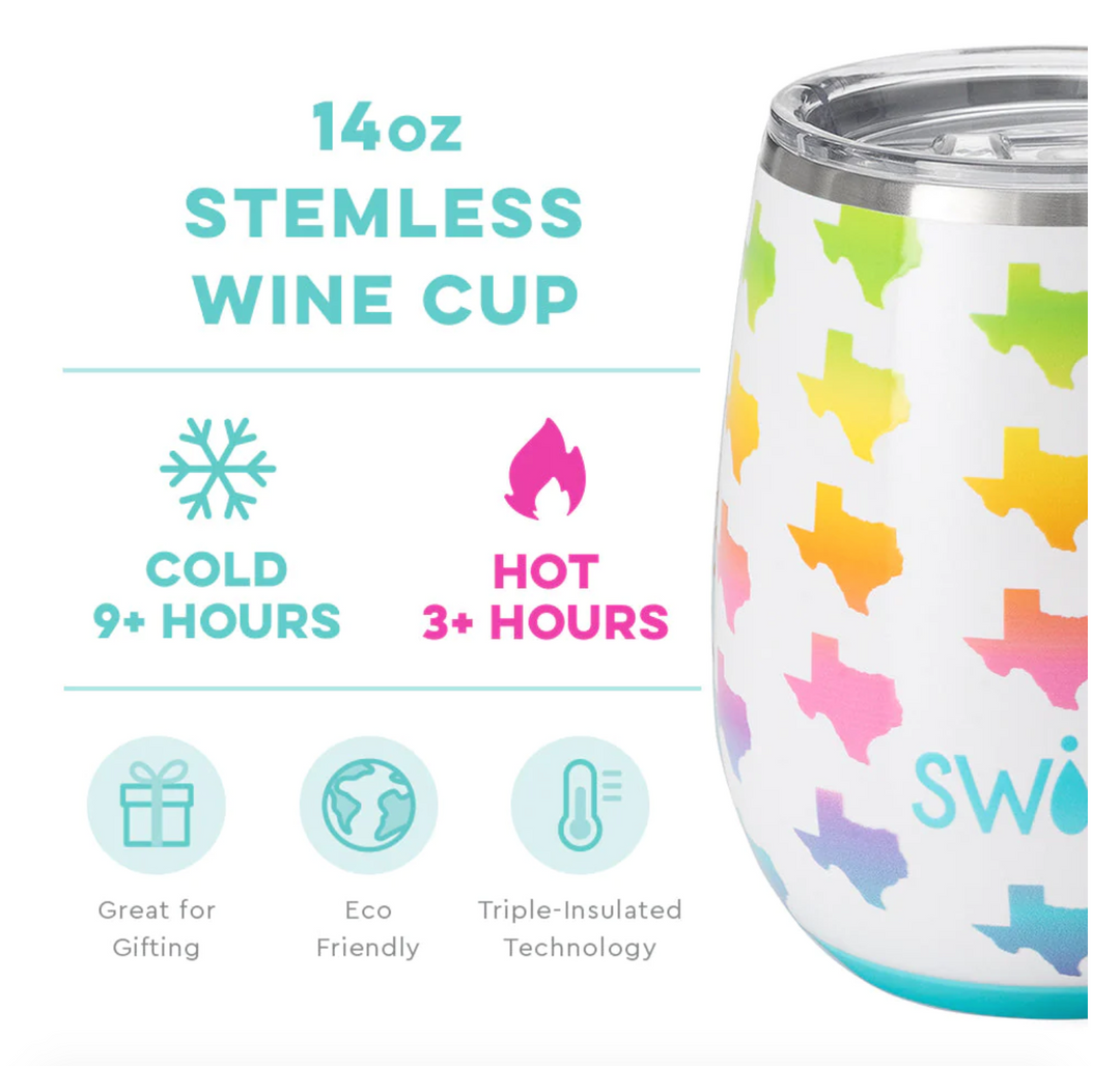 Texas Stemless Wine Cup (14oz)