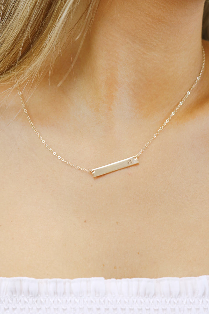 Gold Bar Sorority Letter Necklace