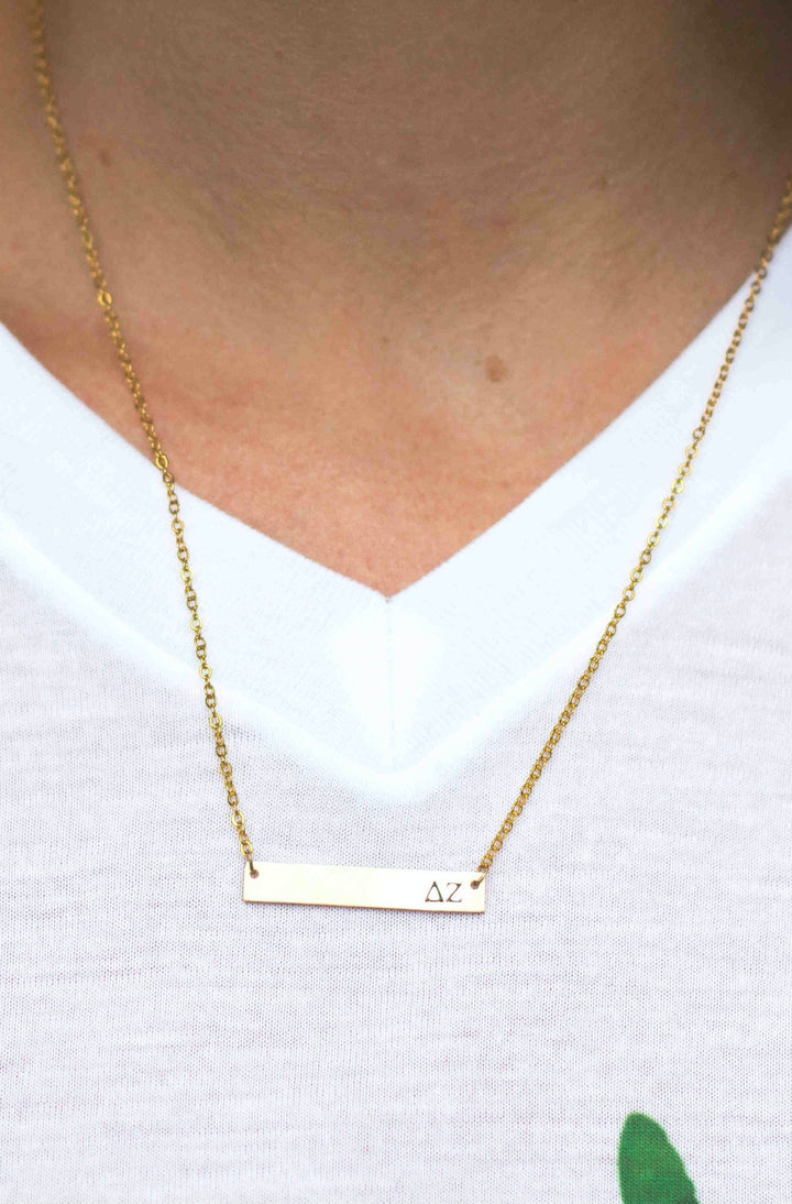 Gold Bar Sorority Letter Necklace