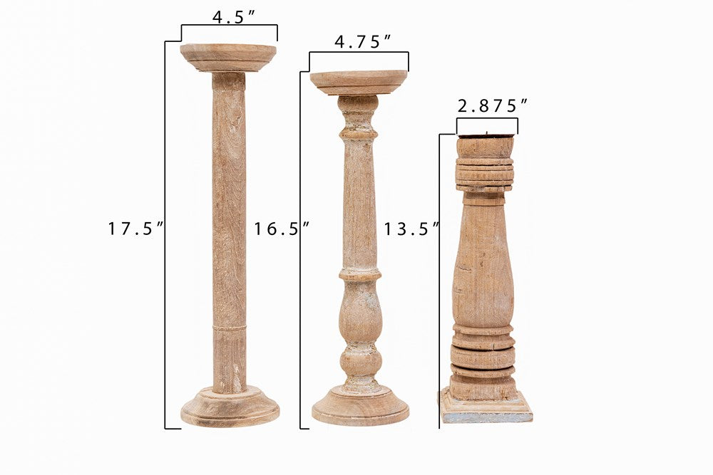 Approximately 6"H Found Wood & Metal Candle Holders, Set of 6