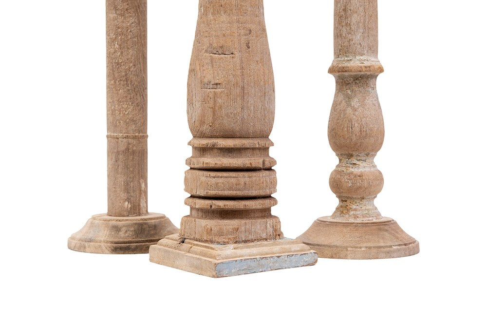 Approximately 6"H Found Wood & Metal Candle Holders, Set of 6