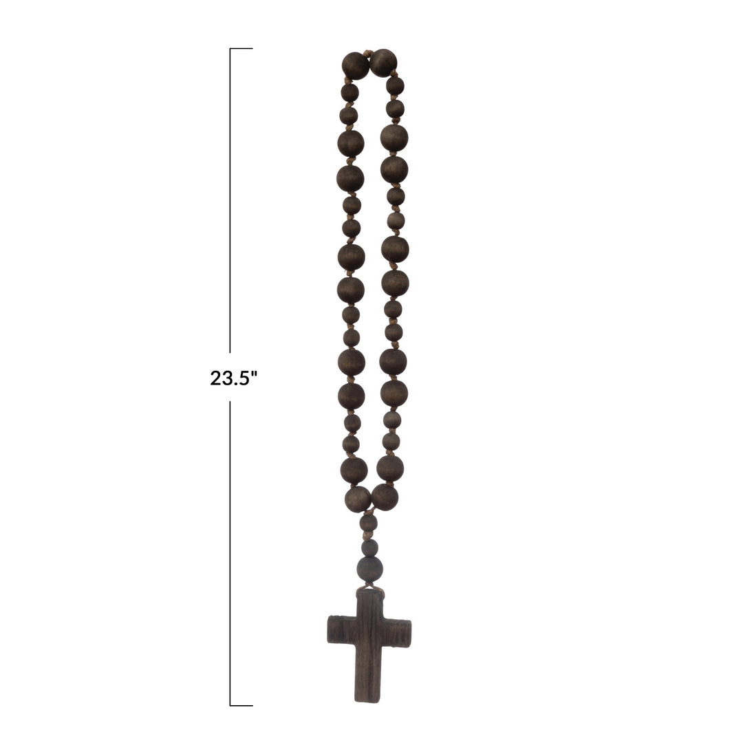 Wood Bead Rosary with Cross