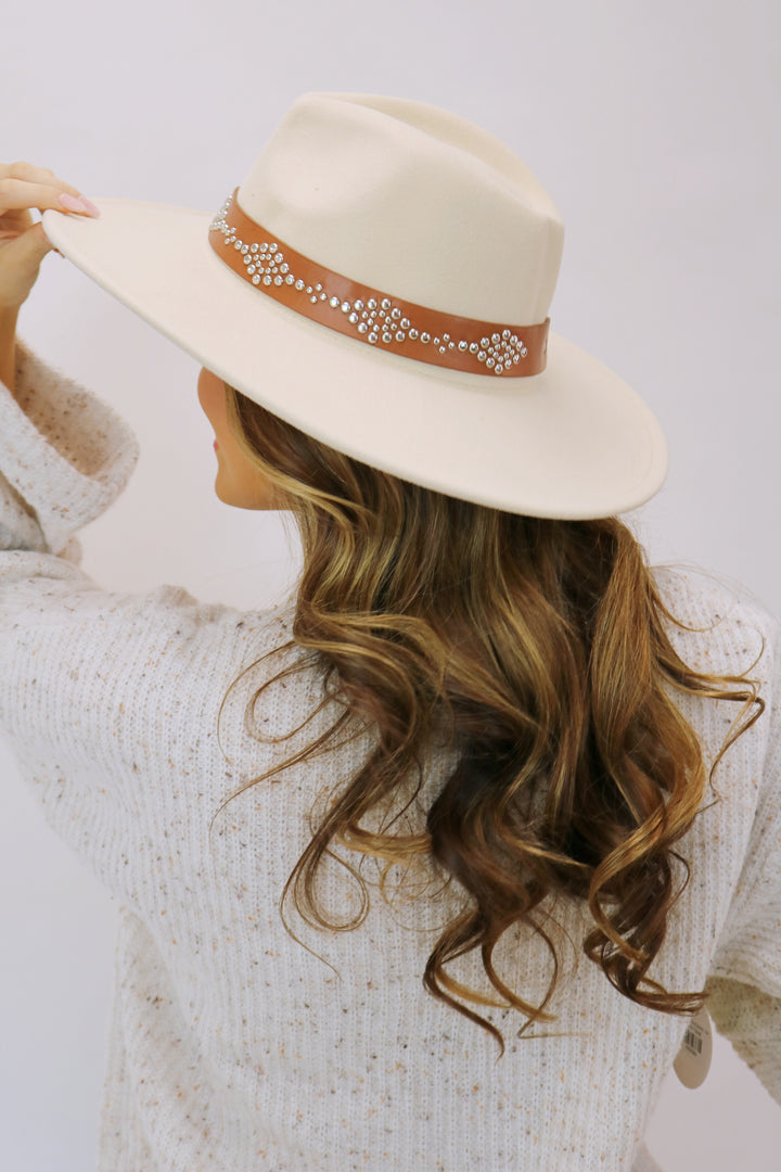 Genevieve Studded Wide Brim Felt Hat